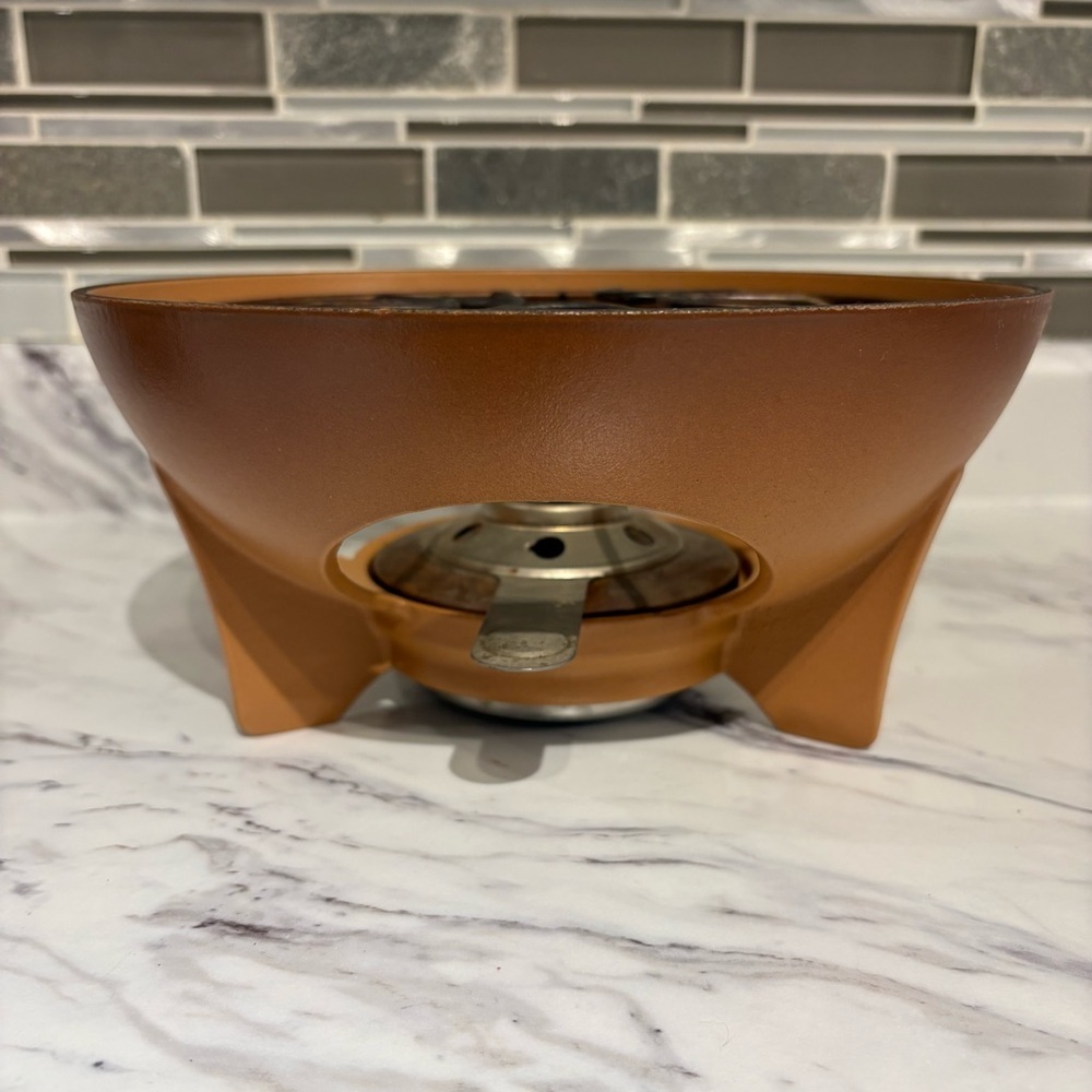 Vintage LeCreuset Fondue Pot Enameled Cast Iron Ombre Terra - Picture 3 of 16